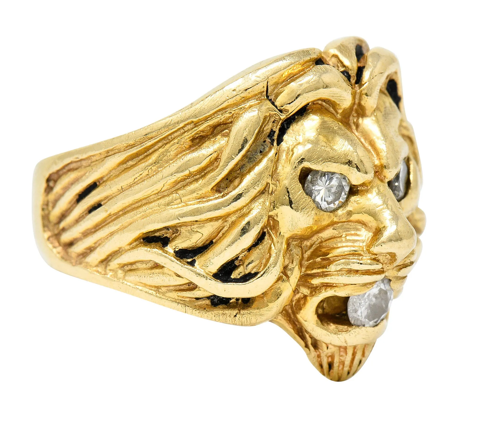 Clyde Duneier Diamond 14 Karat Gold Lion Band Ring