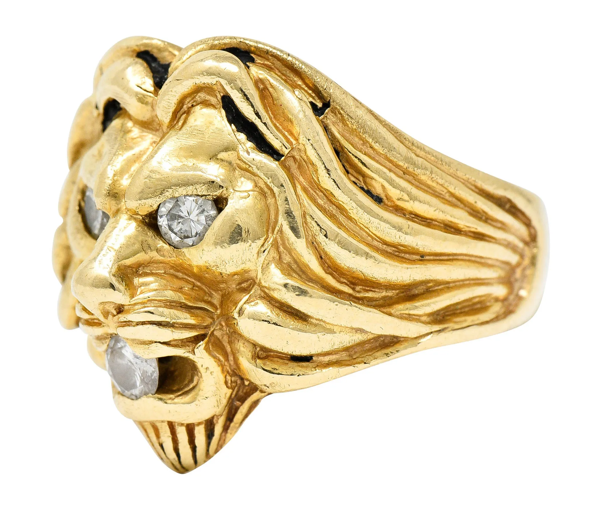 Clyde Duneier Diamond 14 Karat Gold Lion Band Ring