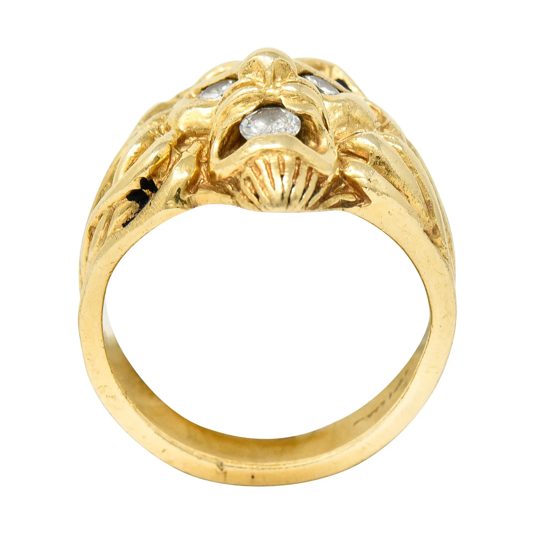 Clyde Duneier Diamond 14 Karat Gold Lion Band Ring