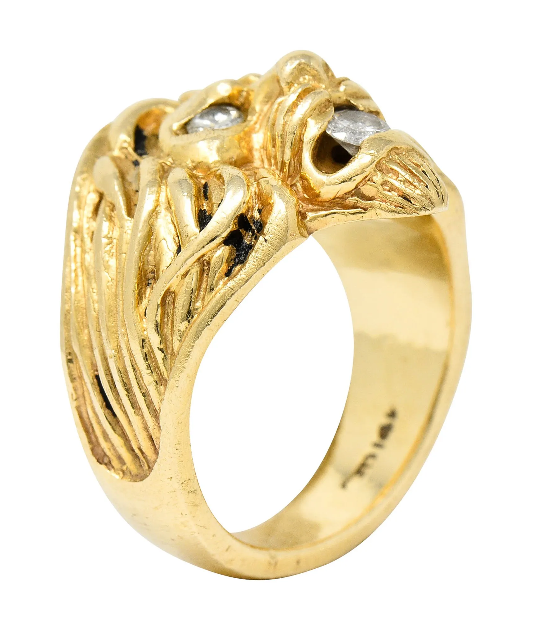 Clyde Duneier Diamond 14 Karat Gold Lion Band Ring