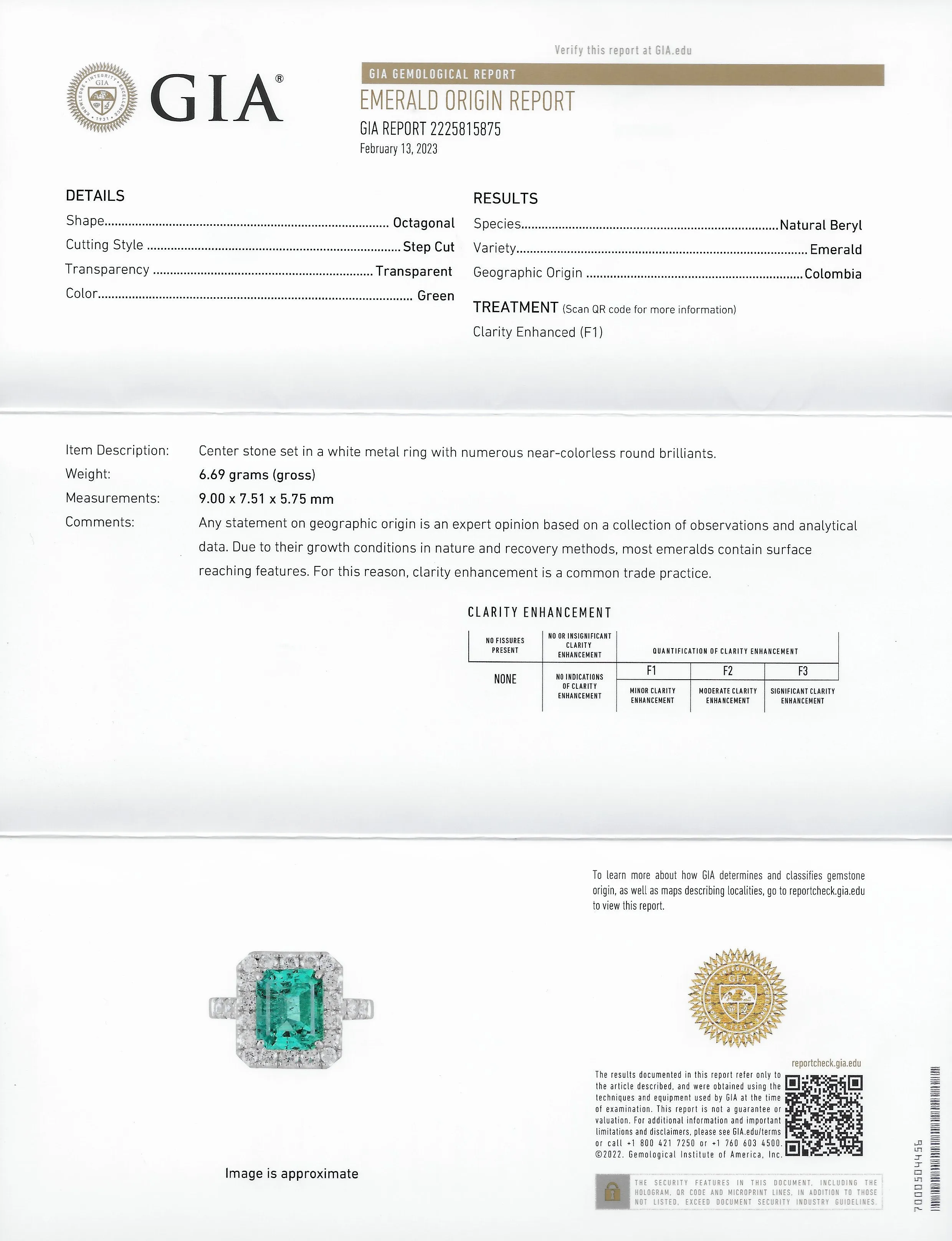 Contemporary 3.50 CTW Colombian Emerald Diamond Platinum Halo Ring GIA