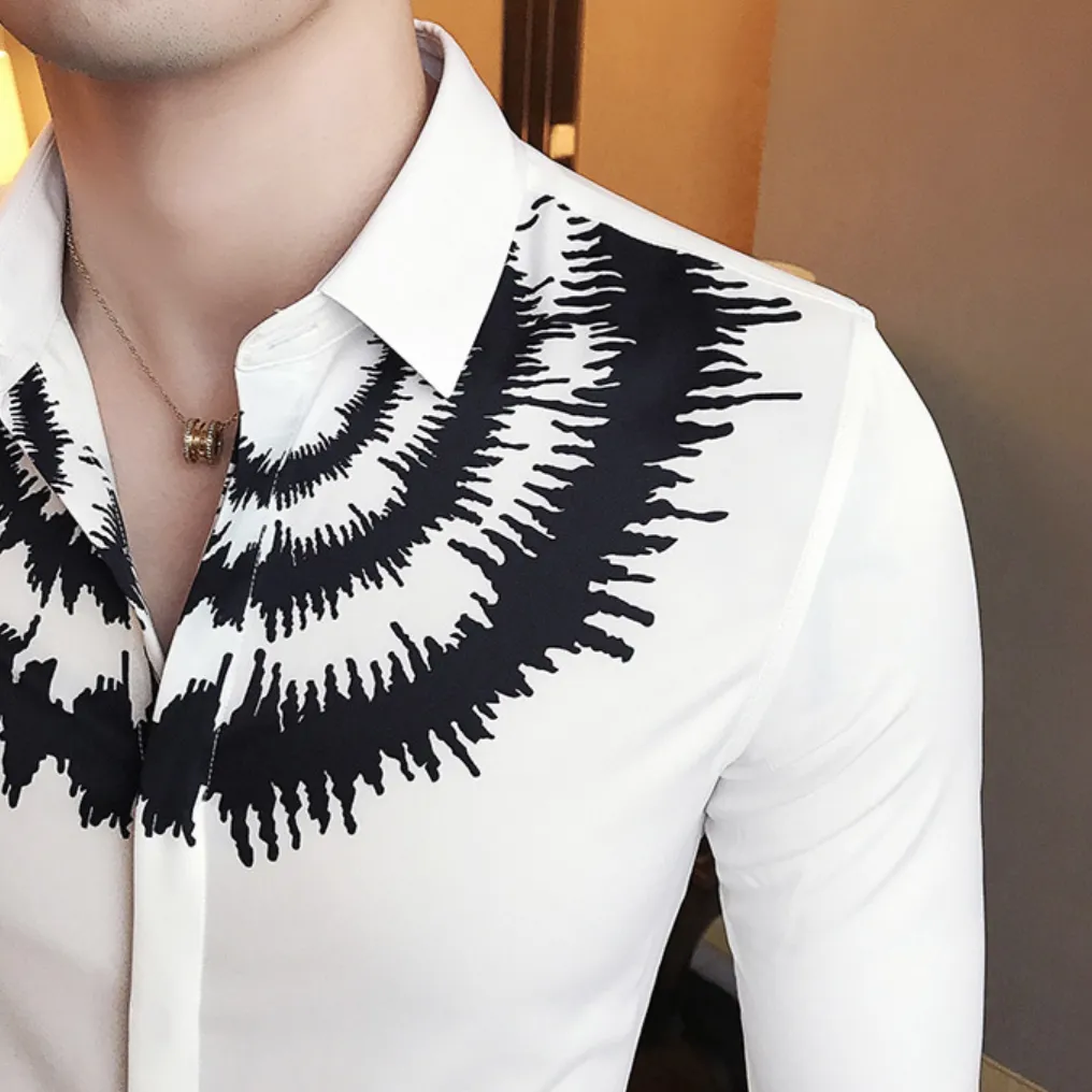 Contemporary Digital Print Dress Shirt (2 Colors)