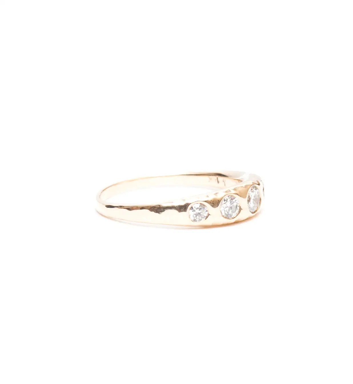 Crescent Hammered Diamond Ring