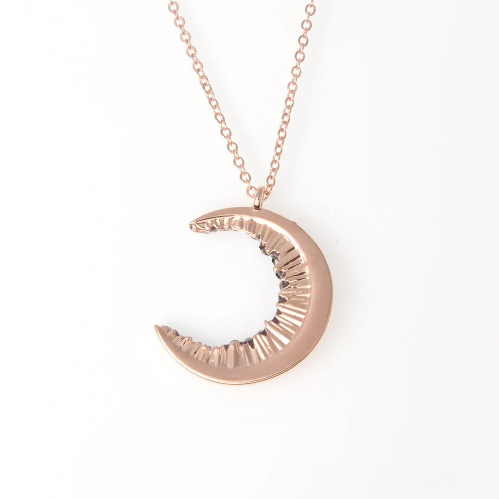 Crescent Moon and Black CZ Necklace