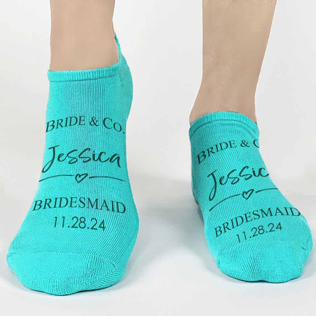 Custom Bridal Party Wedding Socks, Bride's Something Blue