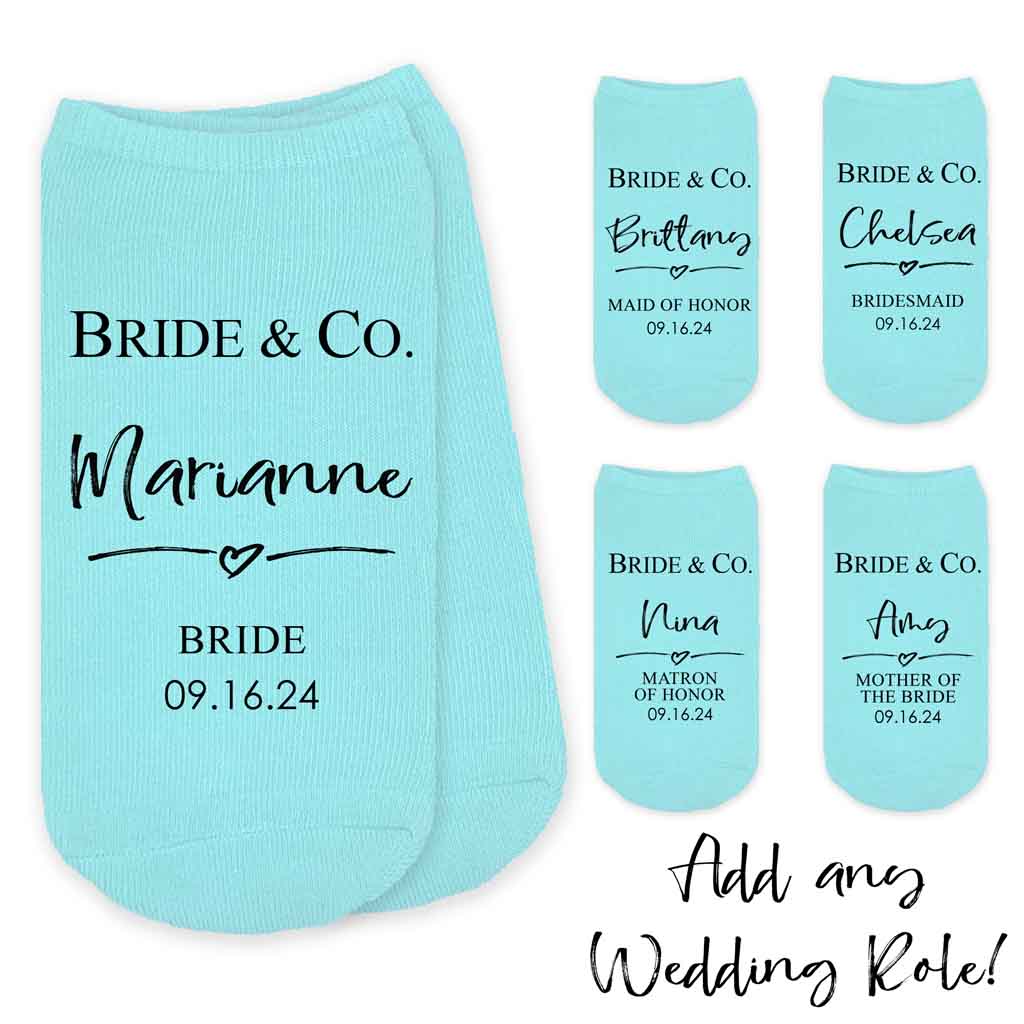 Custom Bridal Party Wedding Socks, Bride's Something Blue