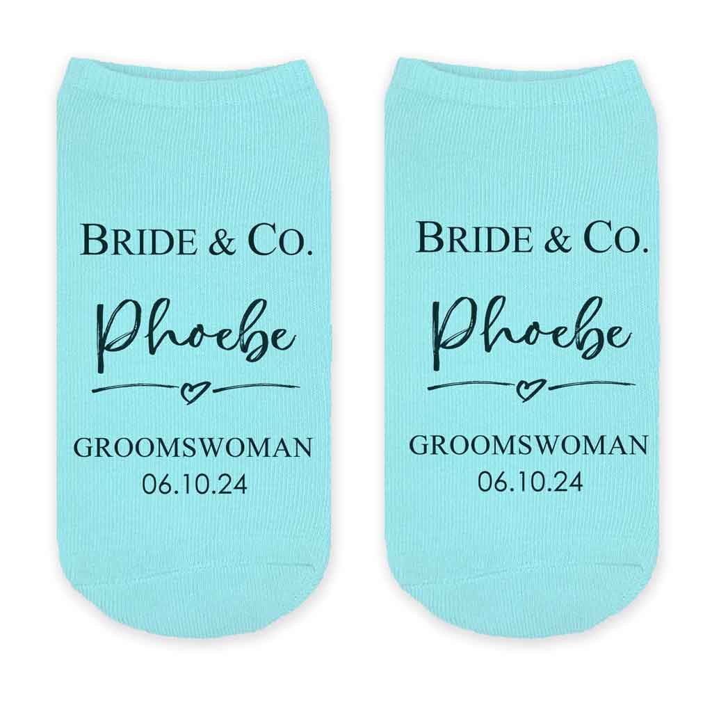 Custom Bridal Party Wedding Socks, Bride's Something Blue