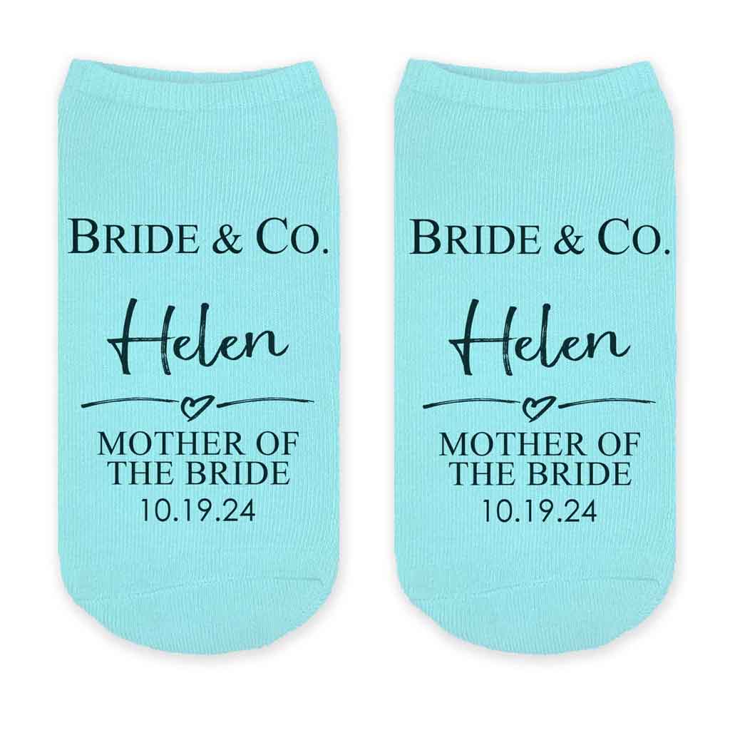 Custom Bridal Party Wedding Socks, Bride's Something Blue