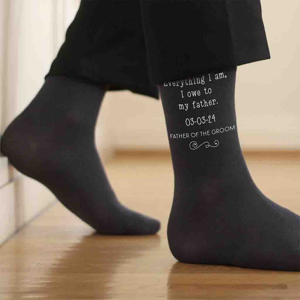 Custom Printed Father of the Groom Wedding Socks