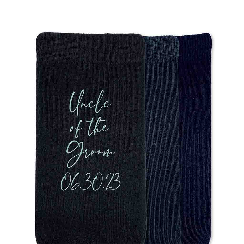 Custom Printed Wedding Party Socks with Script Writing