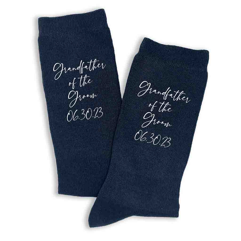 Custom Printed Wedding Socks with Script Writing Design