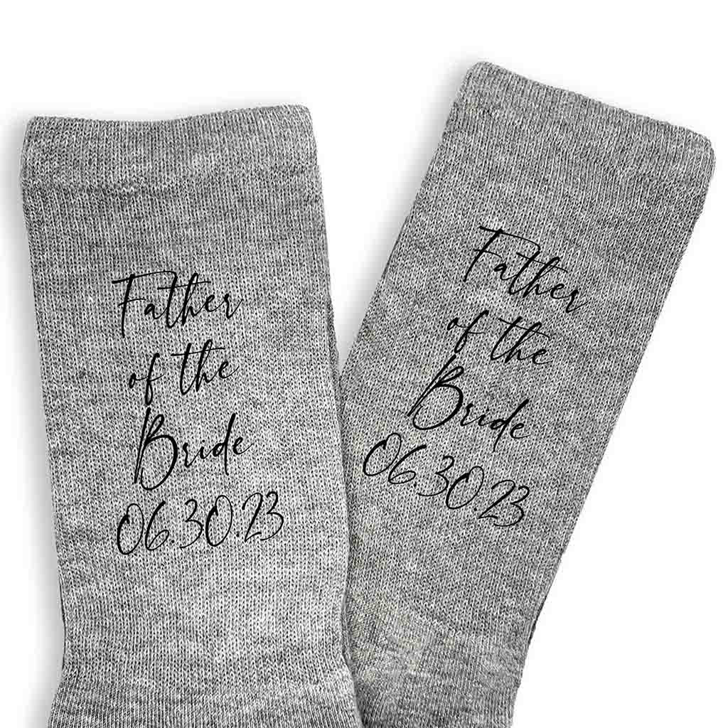 Custom Printed Wedding Socks with Script Writing Design