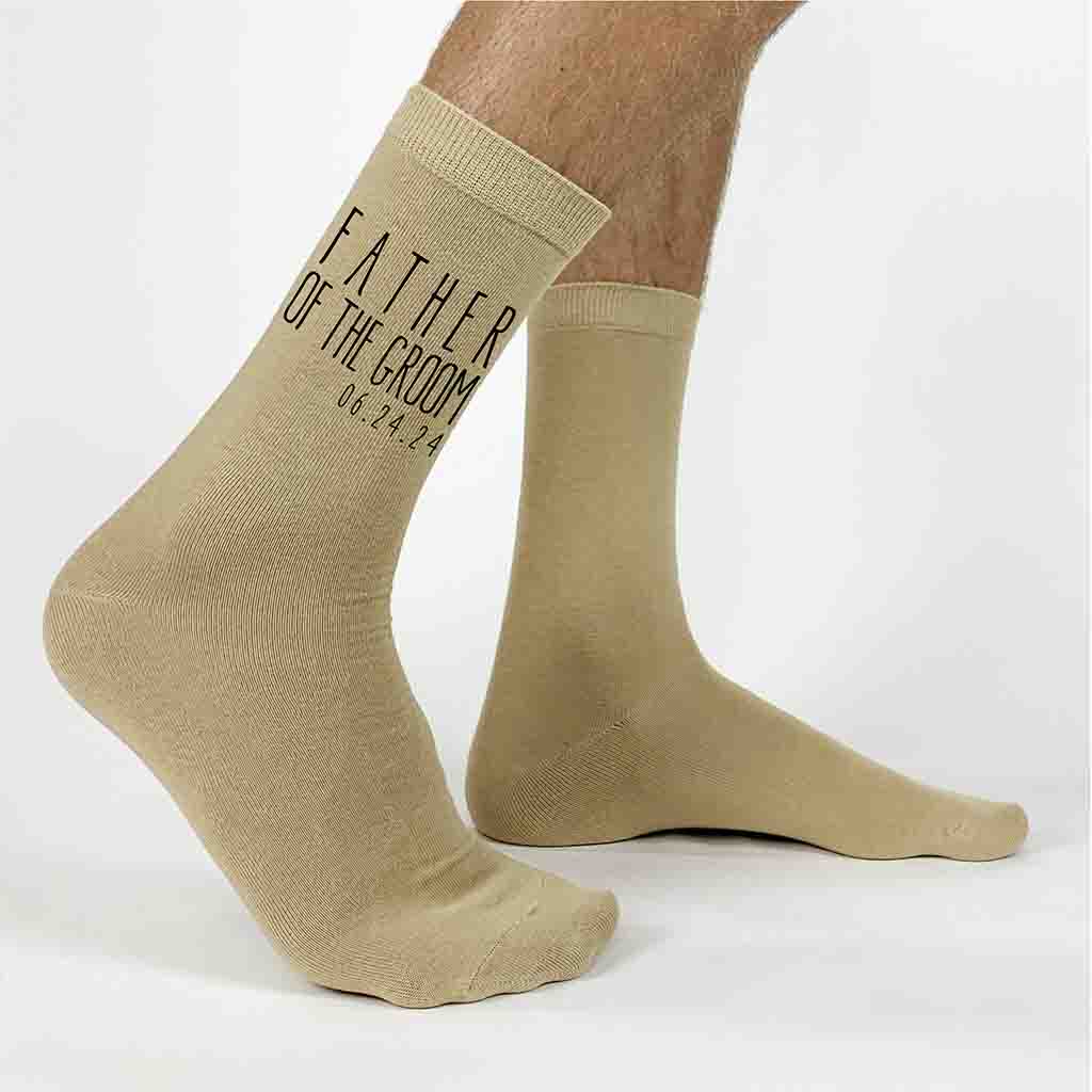 Customized Boho Style Wedding Socks for Father of the Groom