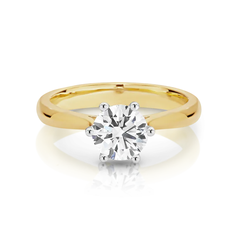 Dawn | Round Brilliant Solitaire Diamond Engagement Ring - Six Prong