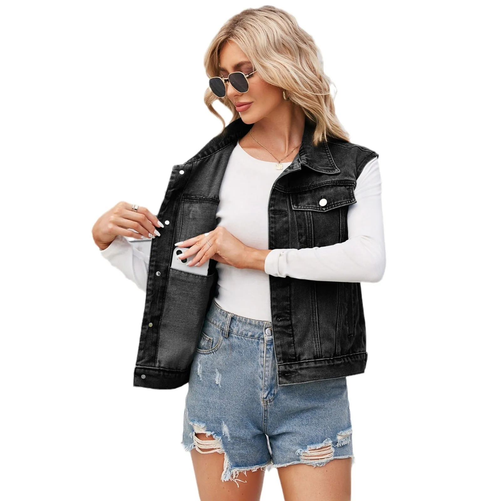 Denim Waistcoat Vest Top