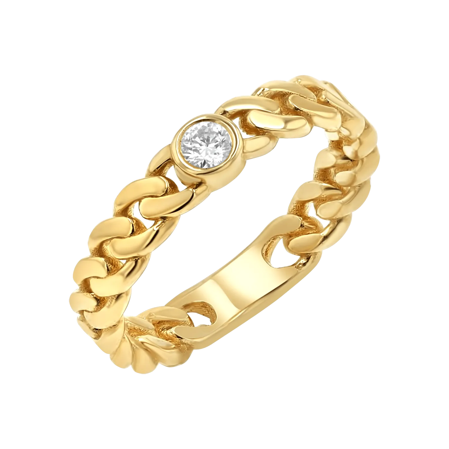 Diamond Solitaire Cuban Link Ring