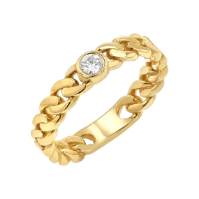 Diamond Solitaire Cuban Link Ring