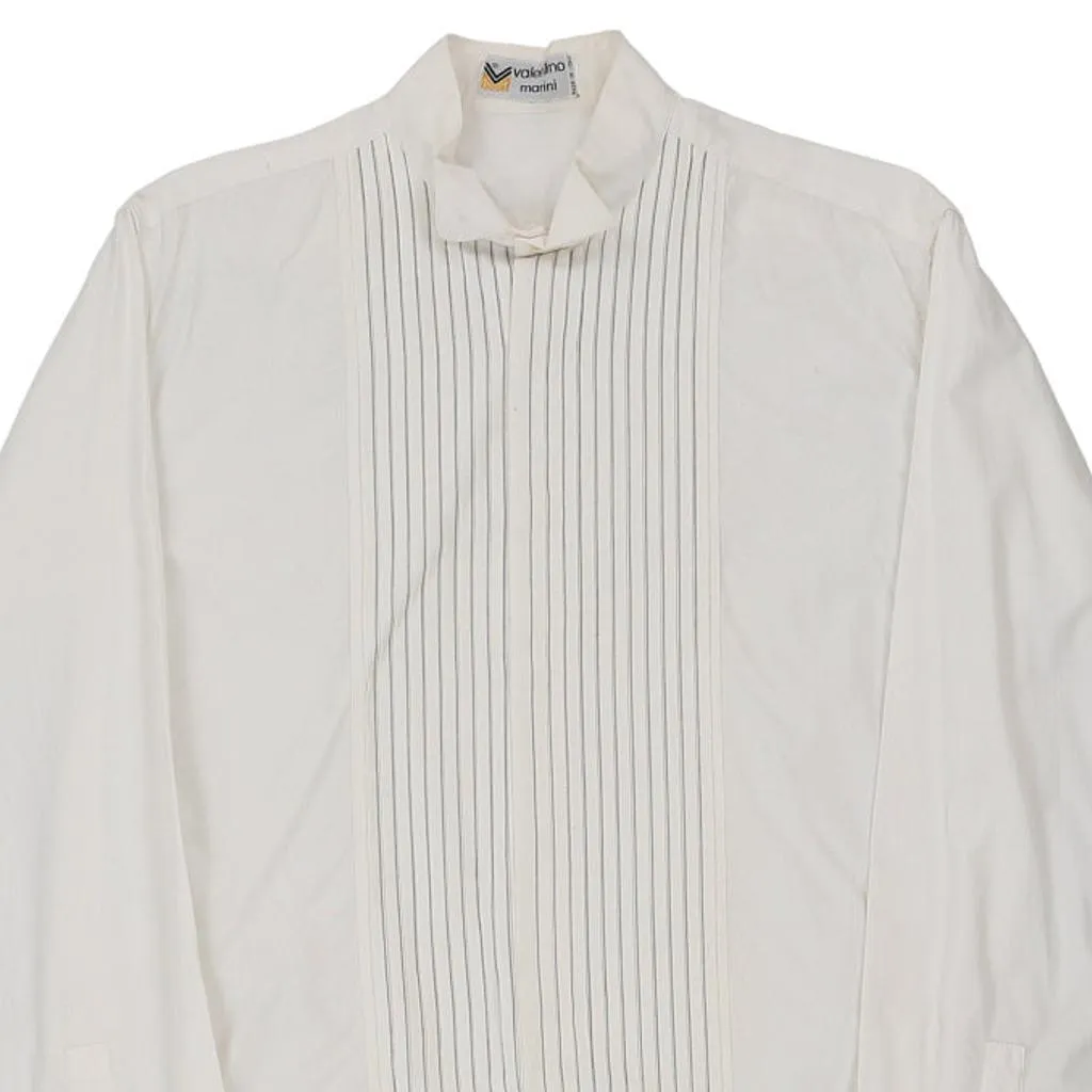 Dress Shirt Single Cuff Winged Collar Valentino Marini Shirt - Medium White Cotton