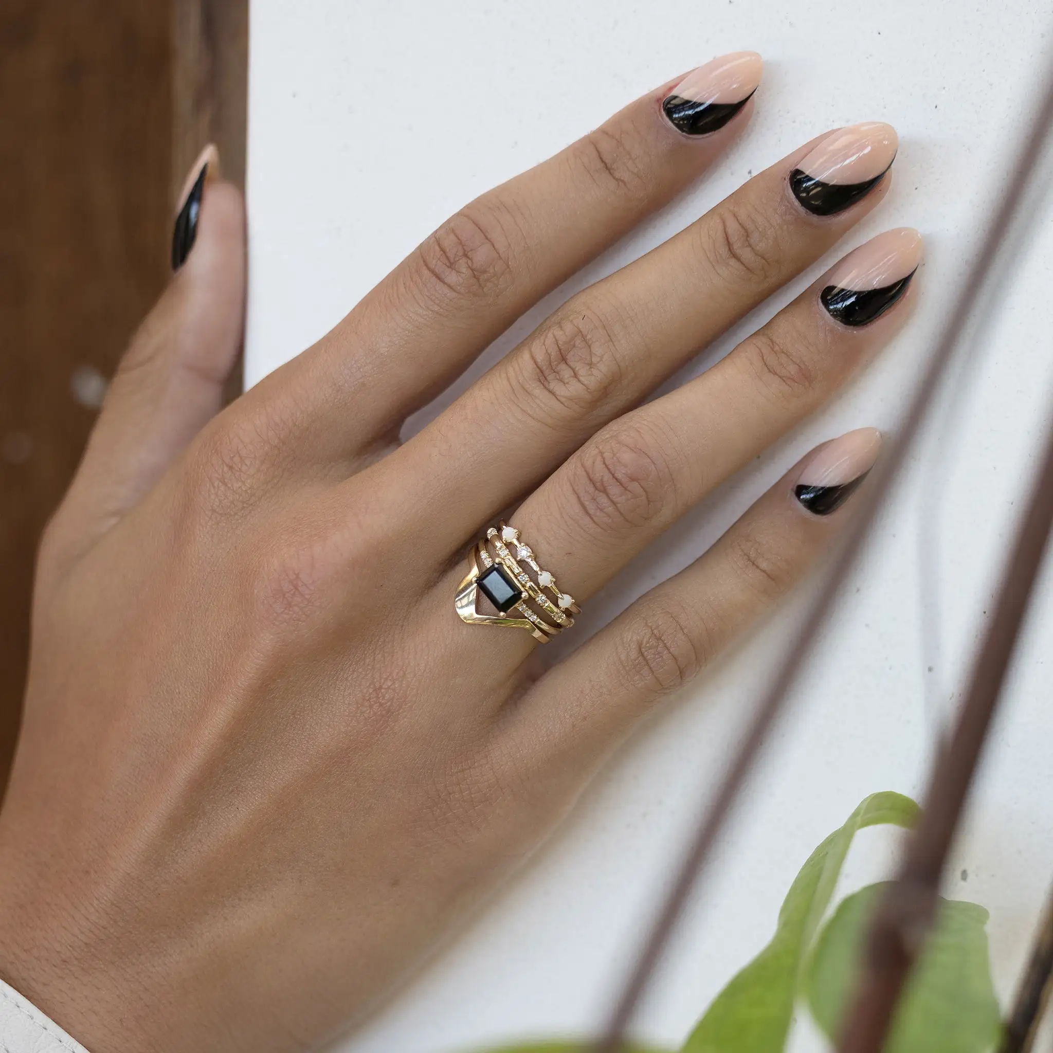 East West Onyx Equilibrium Ring