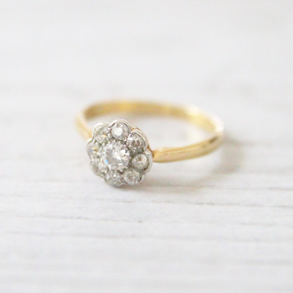 Edwardian 0.50 Carat Old Cut Diamond Daisy Cluster