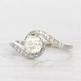 Edwardian 0.55 Carat Old European Cut Diamond Twist Solitaire