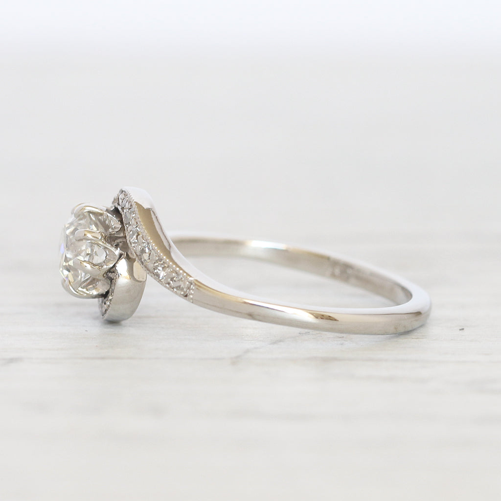 Edwardian 0.55 Carat Old European Cut Diamond Twist Solitaire