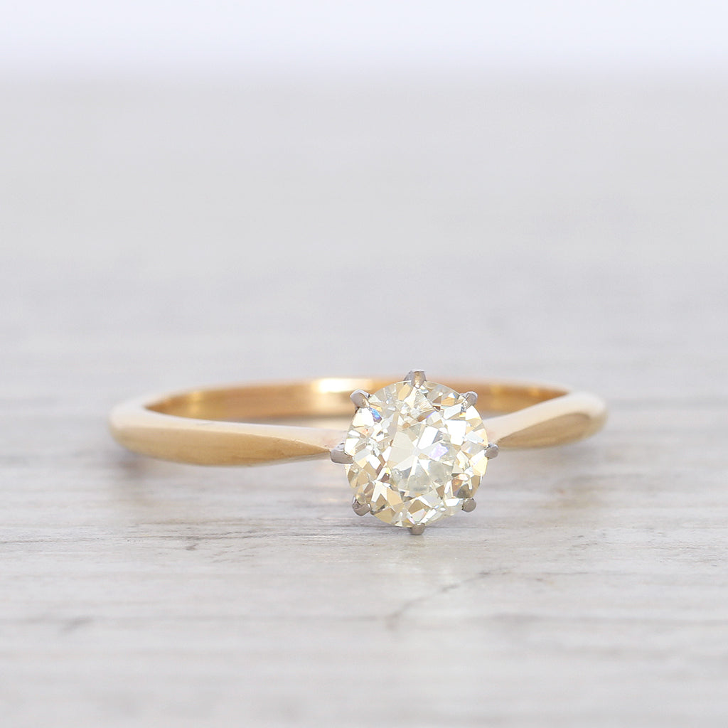 Edwardian 0.85 Carat Old European Cut Diamond Solitaire