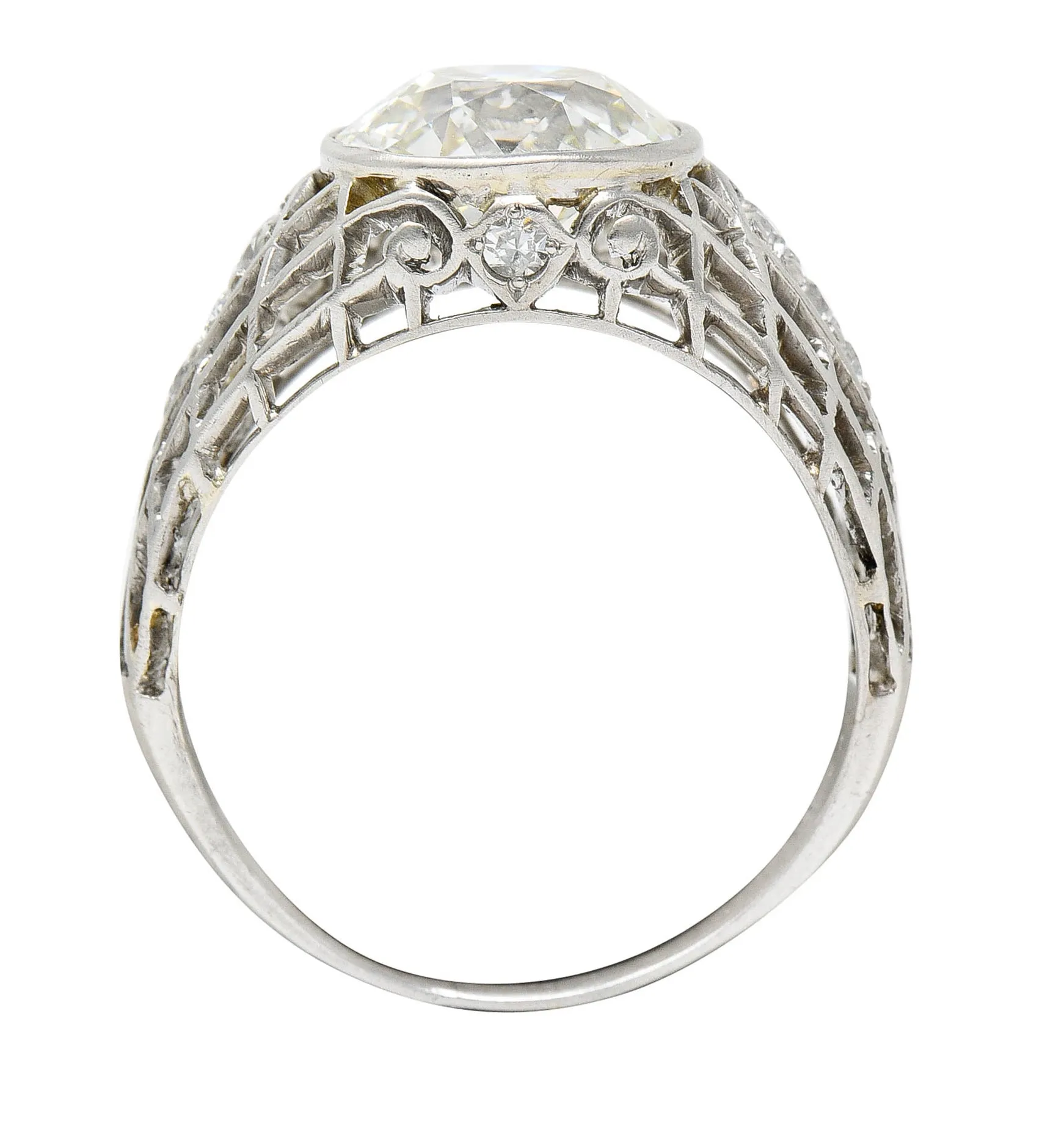 Edwardian 2.40 CTW Old European Diamond Platinum Trellis Engagement Ring