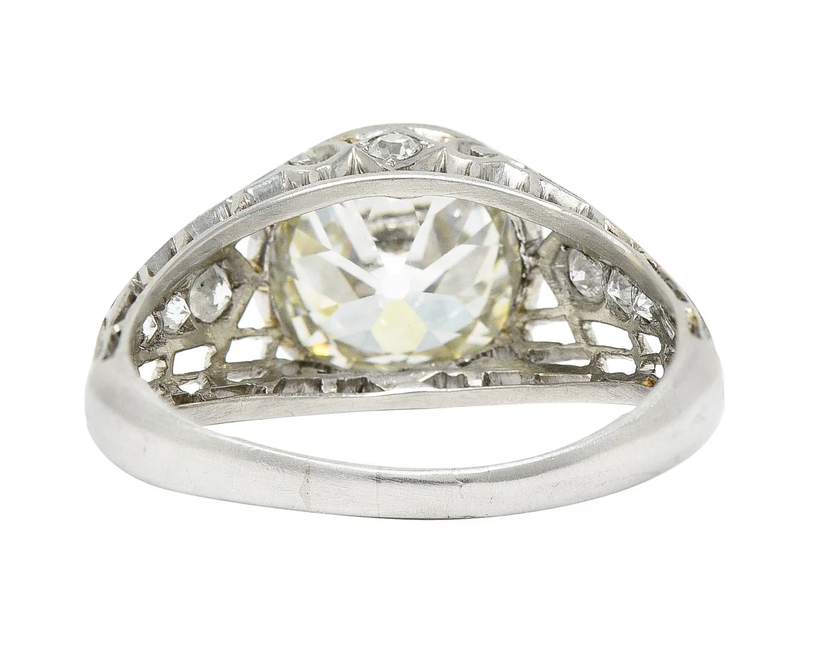 Edwardian 2.40 CTW Old European Diamond Platinum Trellis Engagement Ring