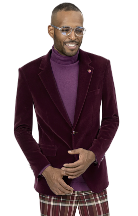 EJ Samuel Burgundy Velvet Blazer J134