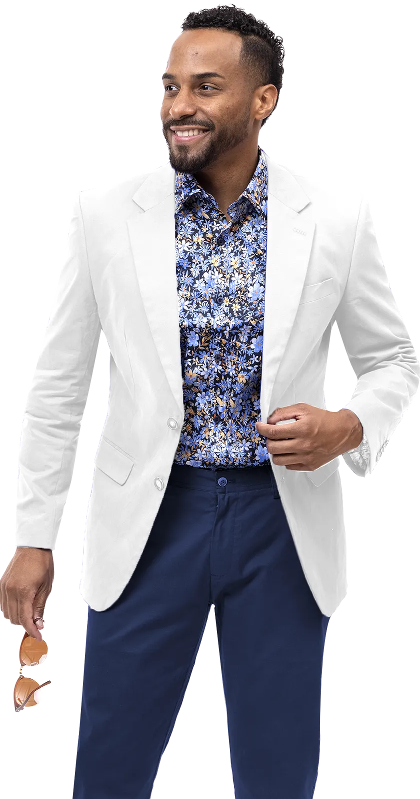 EJ Samuel White Solid Chino Blazer CHJ01