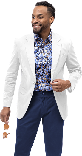 EJ Samuel White Solid Chino Blazer CHJ01