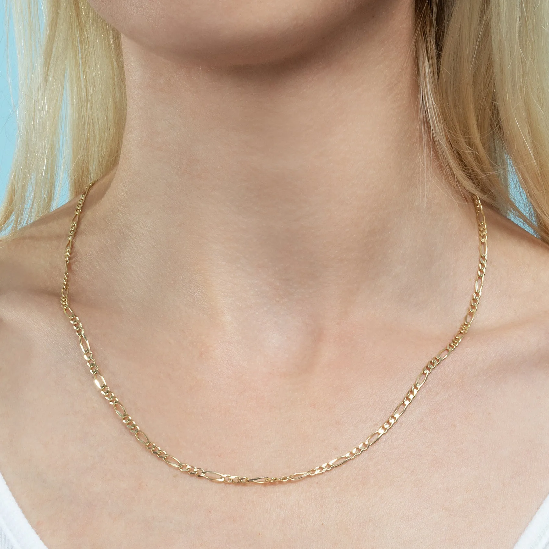 Figaro Chain Necklace - 14k Yellow Gold