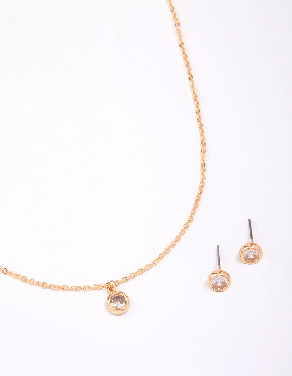 Gold Bezel Diamante Jewellery Set