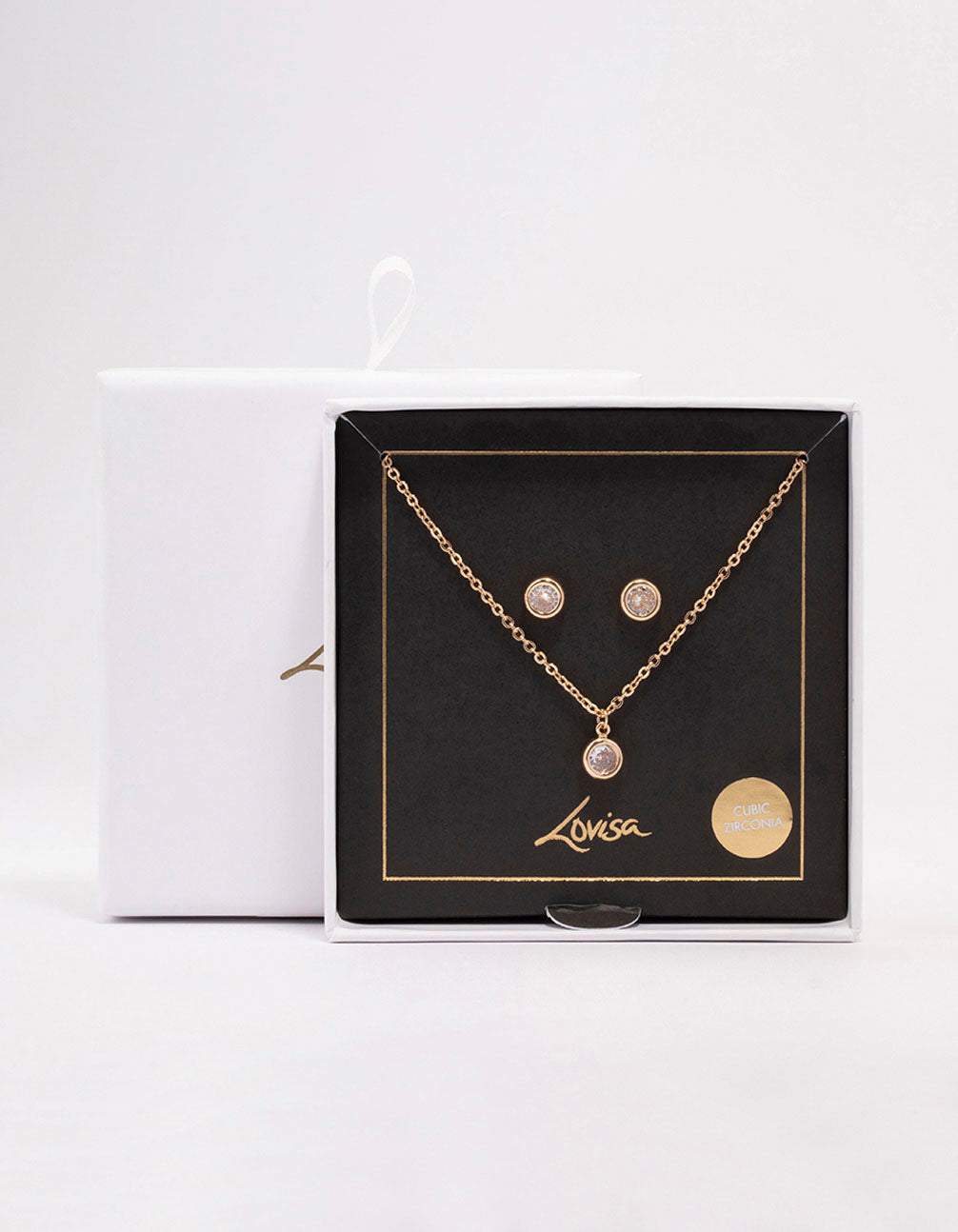 Gold Bezel Diamante Jewellery Set