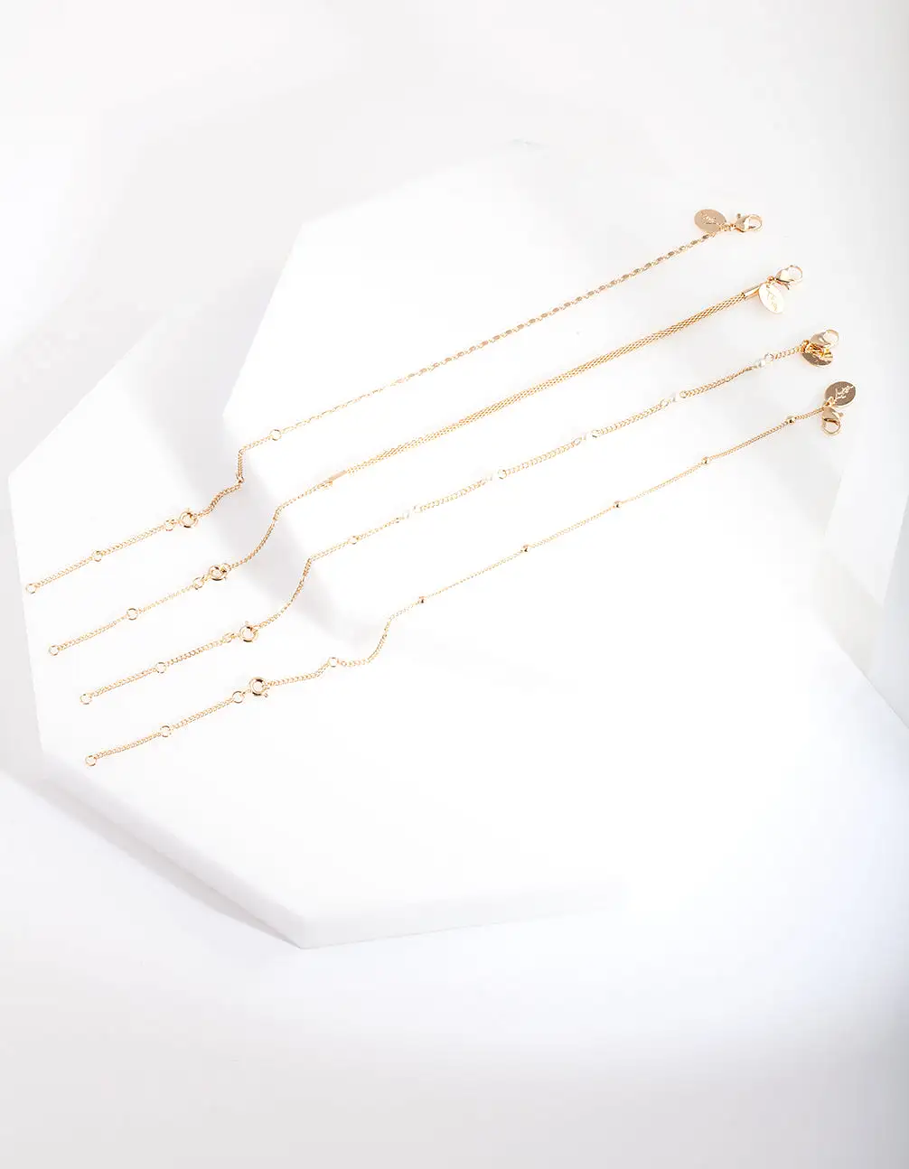 Gold Chain Pearl Anklet Bracelet Pack