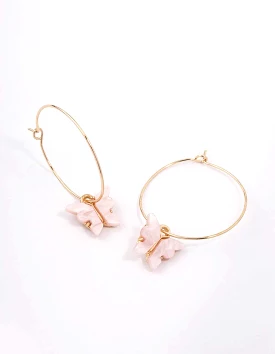 Gold Fine Butterfly Hoop Earrings