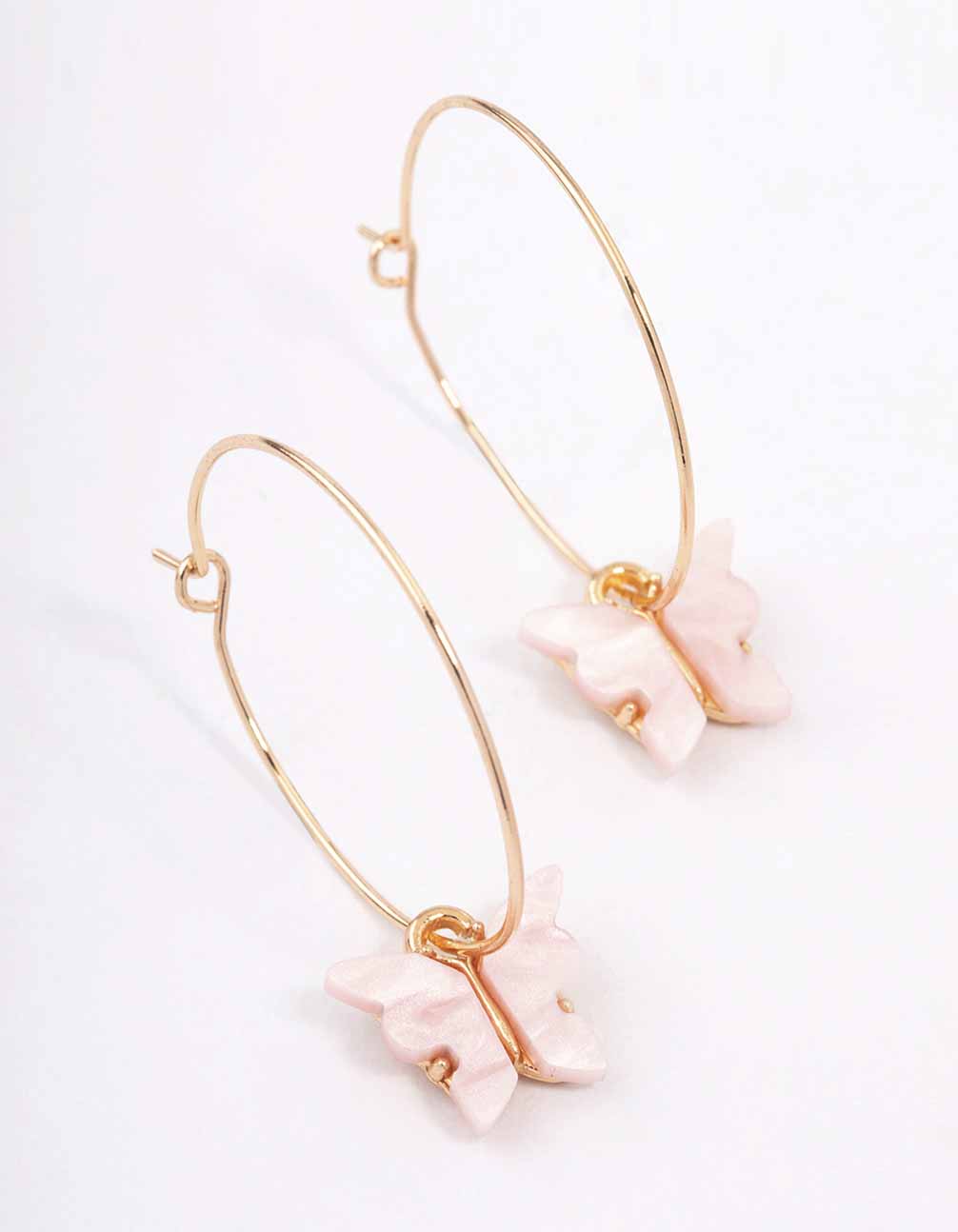 Gold Fine Butterfly Hoop Earrings