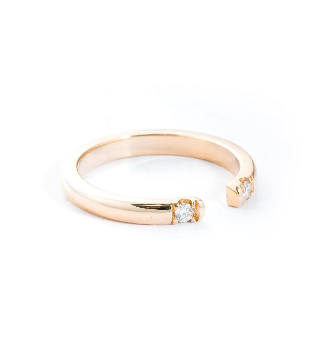 Gold Half Round Two Diamond Ring