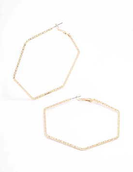 Gold Hexagon Hoop Earrings