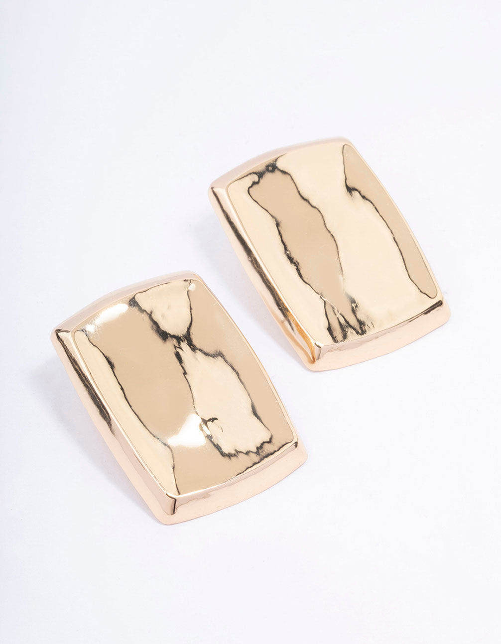 Gold Large Square Statement Stud Earrings