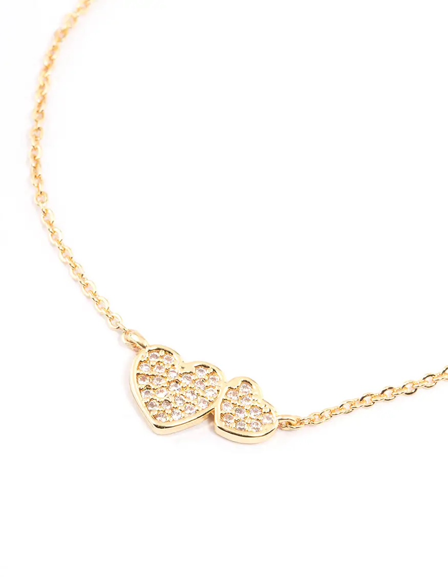 Gold Plated Double Hearts Toggle Bracelet