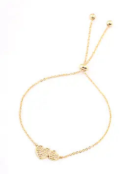 Gold Plated Double Hearts Toggle Bracelet