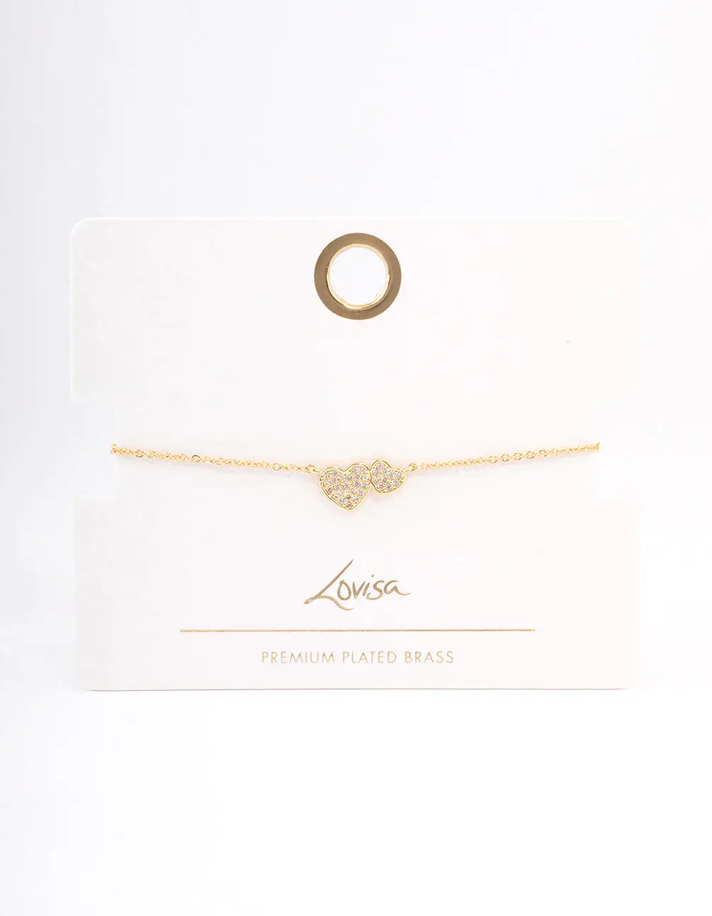 Gold Plated Double Hearts Toggle Bracelet