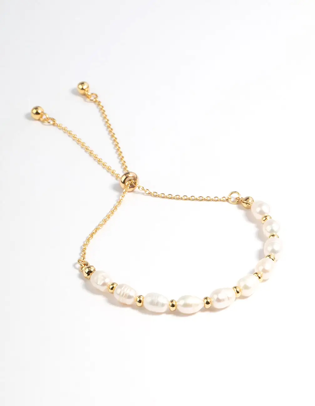 Gold Plated Freshwater Pearl Chain Toggle Bracelet