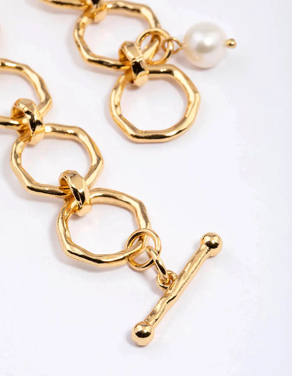 Gold Plated Molten Open Chain Freshwater Pearl Bracelet