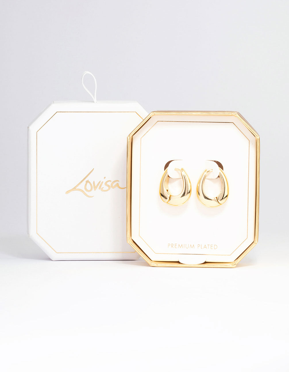 Gold Plated Small Bold Oval Hoop Earrings