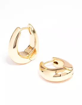 Gold Plated Small Bold Oval Hoop Earrings