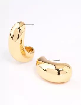 Gold Plated Small Chunky Drop Earrings