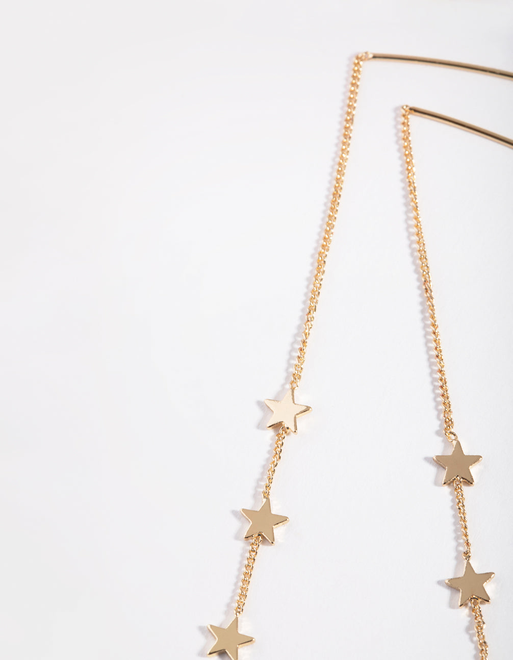 Gold Plated Three Stars Thread Through Earrings